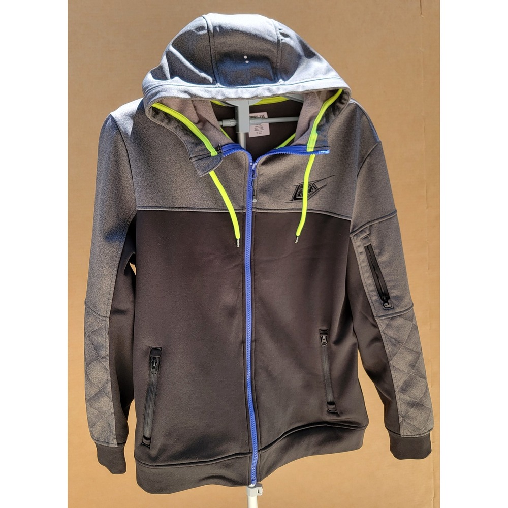 Troy Lee Designs Mens Full Zip Hoodie Charcoal Black Blue Accent Size Large